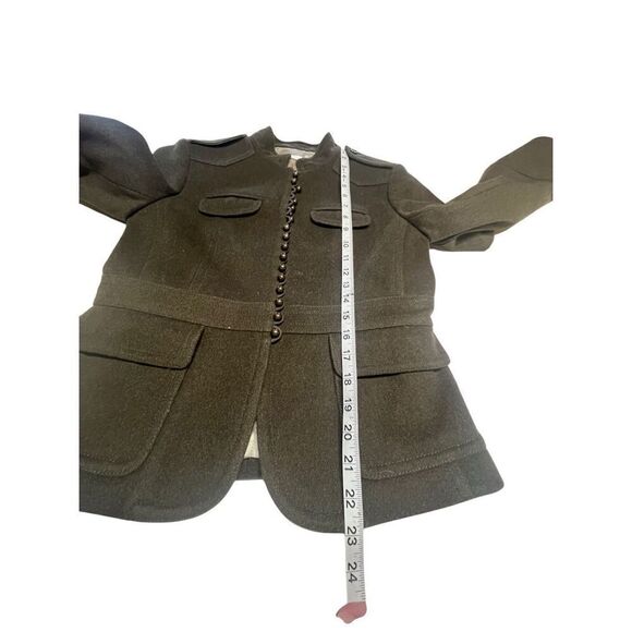 J Crew Womens Military  Sz 4 Green  Wool jacket gold/brass ball closure Lined - Picture 6 of 8